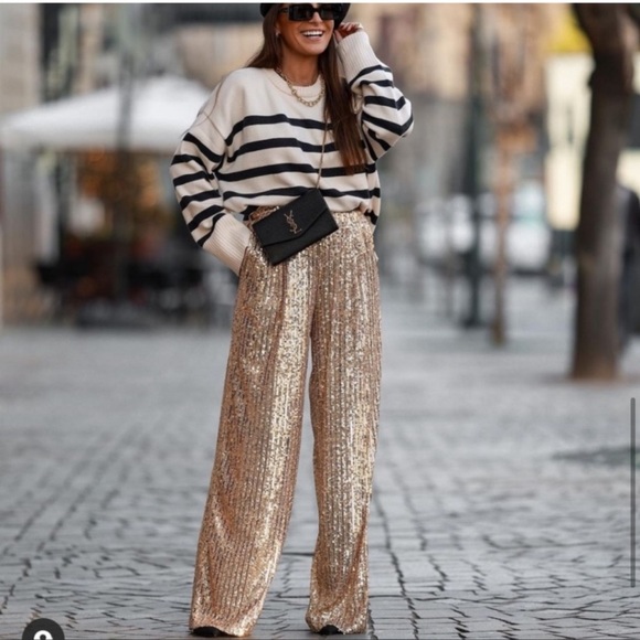 Zara Pants - Zara sequin wide leg pants